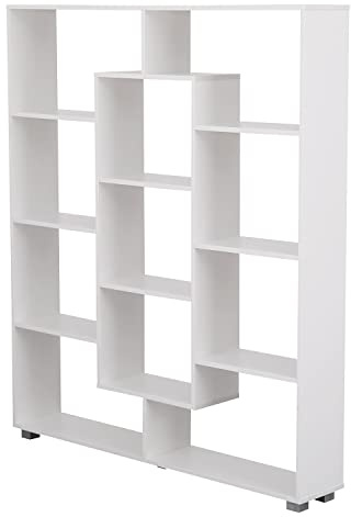 Happy Garden Bücherregal mit 11 Fächern, weiß Emily. Aufbewahrungsmöbel mit modernem Design für Wohnzimmer, Schlafzimmer oder Büro. Regale zur Aufbewahrung von Büchern und Dekorationen.