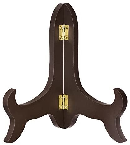 sourcing map 7 Easel Plate Holder, Wooden Folding Display Stand Brown for Decorative Picture Frame