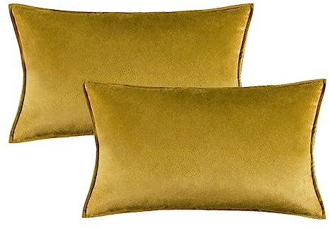 MIULEE 2er Set Samt Kissenbezug Flansch Kissenhülle Dekorative Sofakissen Dekokissen Umwickelte Kante Kissenbezüge Zierkissenbezug für Sofa Wohnzimmer Schlafzimmer 40x60 cm Olivgrün