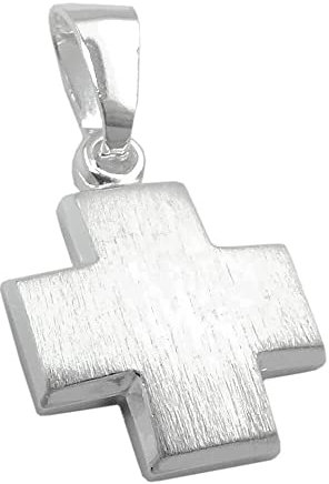 Anhänger symmetrisches Kreuz 11x11mm aus 925 Silber mattiert