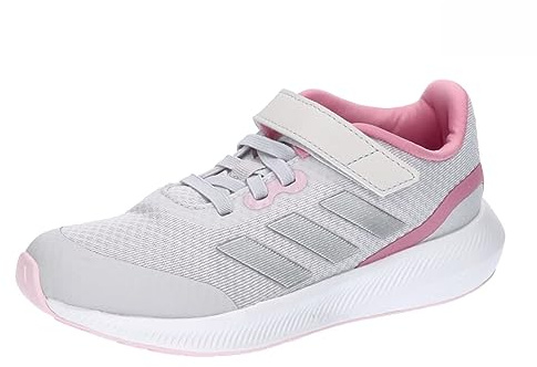 Adidas Unisex Kinder RunFalcon 3.0 Elastic Lace Top Strap Shoes, Dash Grey/Silver met/Bliss pink, 29 EU
