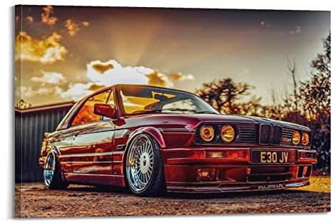 HALOUB Sportauto-Poster für BMW E30 M3 Rennwagen, dekoratives Gemälde, Leinwand, Wand- und Kunstbild, Dekoration für Familienzimmer, 60 x 90 cm