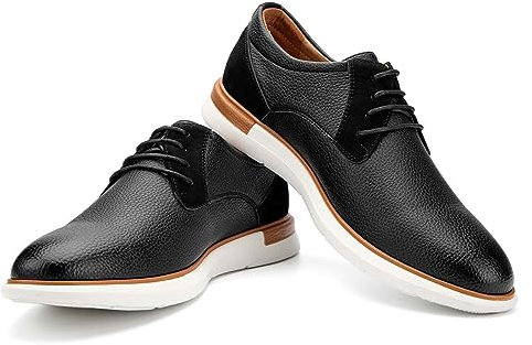 JITAI Herren Oxford Schuhe Business Schuhe Herren Elegante Schuhe Leder Schnürhalbschuhe, Schwarz-07, 45 EU (12 UK)