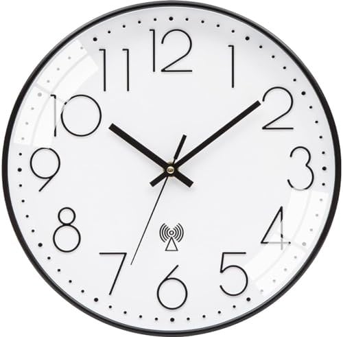 VIVILINEN Funkuhr geräuschlos Wanduhr Ohne Tickgeräusche Modern Funkwanduhr Lautlos Wanduhr Nicht Tickend Hängeuhr für Wohnzimmer Schlafzimmer Büro Küche 30x30cm/12 Zoll (Schwarz-Weiß-2)