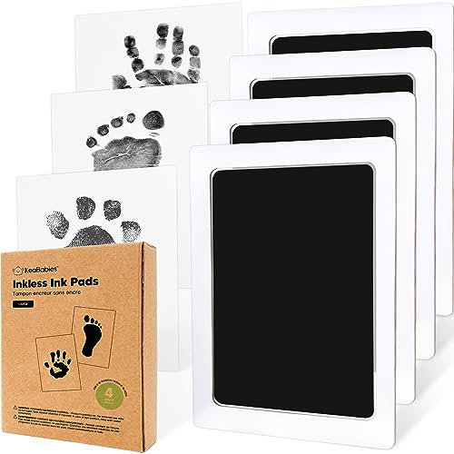 Handabdruck und Fußabdruck Baby Abdruckset - 4pcs Handabdruck Baby Tintenloses Stempelkissen - Baby Fussabdruck Set, Hand Abdruckset - Abdruckset Baby Geschenk - Pfotenabdruck Set Hund (Jet Black, L)