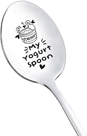 Cucchiaio da yogurt, regalo per amanti dello yogurt, donne, uomini, compleanno, regalo di Natale per figlio, sorella, cucchiaini da yogurt, regali per marito, mamma, nonna, divertente cucchiaio inciso