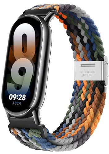 Niboow Armband für Xiaomi Smart Band 10/9 / 8, Herren Damen Elastisch Geflochtene Ersatzarmbänder, Nylon Ersatzband Armband für Xiaomi Mi Band 10/9 / 8 - Tarnung Bunt
