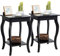 COSTWAY 2er Set Nachttisch mit Ablage, 2 Ebene Beistelltisch aus Holz, Nachtkonsole, Sofatisch für Wohnzimmer, Schlafzimmer, 40 x 40 x 60 cm (Schwarz)