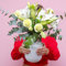 BLOOMY DAYS Frischer Blumenstrauß, Ich denk an Dich, Lilien, Nelken, Eukalyptus, 7-Tage-Frischegarantie, Geschenkidee