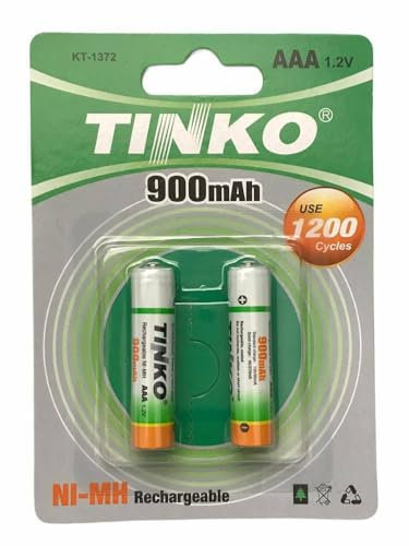 AAA 900mAh 1.2v Rechargeable Batteries (2 pack) NI-MH Battery for Solar Lights, Cordless Phone