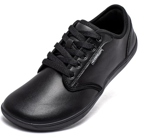 HOBIBEAR Unisex Wide Barefoot Shoes for Mens Womens Minimalist Zero Drop Shoes Sneakers (All Black,10.5Women/9.5 Men)