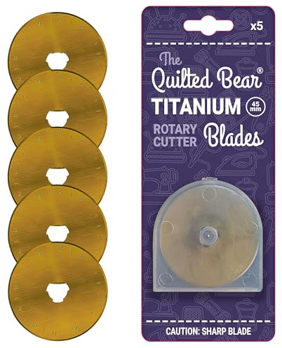 The Quilted Bear Lames rotatives en titane de 45 mm – Coupe précise et durable – Lames de rechange universelles de 45 mm – Cinq lames pour coupe-tissus rotatifs et couturiers rotatifs