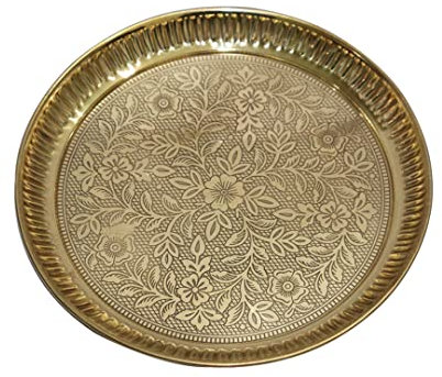 Universal Hub Plate Thali Set Decor Hindu Aarti Tika Thali Brass Pooja Items Indian Home Temple Decorative Ornaments Pooja Samagri Religious Decorative Tray Wedding Thali Decoration Spiritual Gifts