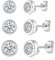 Josfeva Silver Stud Earrings for Women, 3 Pairs 925 Sterling Silver Round Studs Earrings Set, White Gold 4/5/6mm Zirconia Studs, Hypoallergenic Cartilage Sleeper Earrings Jewellery with Gift Box