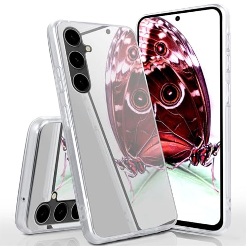 moex Mirror Case für Samsung Galaxy S23 FE Hülle mit Spiegel und erweitertem Kantenschutz aus Silikon, Handyhülle verspiegelte Rückseite, Stylische Handy Schutzhülle dünn, Silber