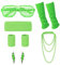 SKHAOVS 80er Jahre Accessoires Damen, 80er 90er Jahre Outfit Damen Grün, Stirnband, Beinstulpen, Halskette, Armband, Ohrring, Brille, für 80er Jahre Neon Kostüm Partys Karneval (Grün)