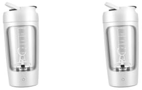 Adoorniequea 2 set Elettrico Proteina Shaker Bottiglia Portatile Mixer Tazza per Frappè Latte Caffè bianco, 20x9.2x9.2 cm