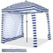 HOMASIS Tenda da Spiaggia Portatile 1,8 x 1,8 m, Parasole Spiaggia con Protezione Solare Regolabile in Altezza, Gazebo con Parete Laterale Rimovibile, Tenda con Borsa per il Trasporto (Blu)
