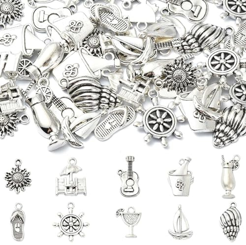 Ipotkitt Schmuckherstellung Antik-Silber Charms Legierung Tibetische Charms für DIY Halskette Armband Ohrring Bastelbedarf, Kein Edelstein