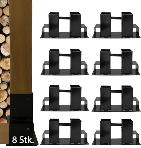 TRUTZHOLM Holzstapelhilfe Halterung 34 x 10 cm lackierter Stahl schwarz Holzstapelhalter Brennholz Kaminholzregal (42030508)