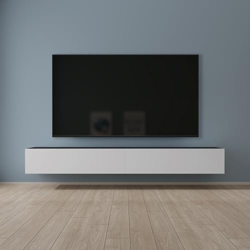 Mai & Mai Mobile TV per Televisore 240x40,2x30cm, Armadietto per TV Basso Soft-close con Ante per Soggiorno, Sala da Pranzo, Camera da Letto Fernsehschrank02, Antracite opaco+Bianco opaco