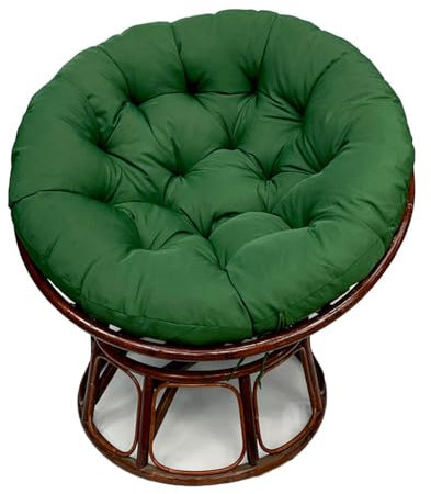Hiseng Papasansessel Kissen Sitzauflage, Rundes Papasan Stuhlkissen, Wasserdicht Dicke Stuhlkissen Bequem & Weich Sitzkissen Hängesessel für Indoor Outdoor Garten Stuhlauflage (Dunkelgrün,60cm)