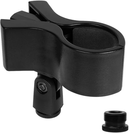 Geekria Support universel pour microphone pour créateurs, support de micro réglable avec adaptateur à vis mâle de 5/8 vers femelle 3/8, compatible avec Audio-Technica AT2020, Shure SM58S (noir)