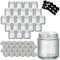 gouveo 24er Set Einmachgläser 280 ml Kristall rund mit Schraubdeckel silberfarben - Leere Vorratsgläser zum Einkochen und Aufbewahren - Kleine Schmuckgläser mit Diamant-Muster (EGK280S)