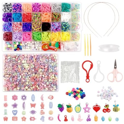 TOPBELIEF 2500+ Loom Bands Kit, 500+ Bracelet Making Kit, Children DIY Beads, Friendship Bracelet Making Kit, Loom Bands Sets for Girls, Carft Making Kits for Children Adult