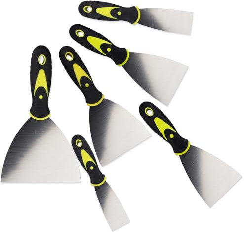 Wallpaper Scraper, Scraper Tool,Paint Scraper,1,1.5, 3, 4, 5,8,Wide Putty Set, Metal Scraper Paint Tool for Wallpaper/Decal/Gypsum Board Finishing/Gypsum Scraping (Pack of 6)
