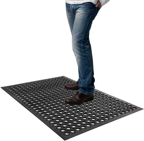 Rainmae Tapis de sol en caoutchouc anti-fatigue antidérapant pour restaurant, bar, drainage, garage, maison, piscine, entrée 60 x 90 cm