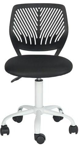 FurnitureR Silla de Gaming para niños, Silla de Oficina, Silla Gamer, Silla de Escritorio, diseño Moderno ergonómico, sin Brazos, Ajuste de Altura del Asiento, Ruedas de Goma, Color Negro M