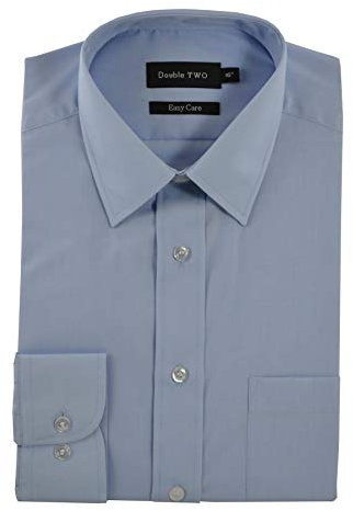 Double TWO Mens Extra Tall Long Sleeved Formal Shirts (224) in Glacier in 19