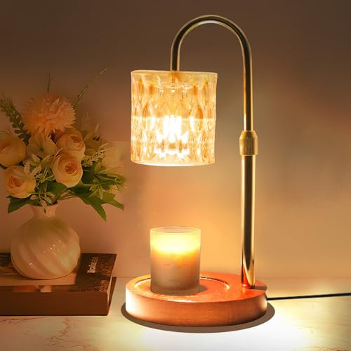 Candle Warmer Lamp with Adjustable Height & Timer - 4-Level Dimmable Wax Warmer for Jar Candles, Includes 2 Bulbs, Elegant Home Decor Gift