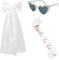 3 Stück Bride To Be Jga Accessoires Frauen,Braut Schärpe Schleier Sonnenbrille Accessories Set Party, Junggesellenabschied Herz Brille Schleife Brautschleier Sash Deko für Bachelorette Bridal Frau