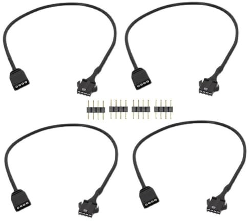 VENEKA di Prolunga RGB da 4 Pezzi, 12 V, 4 Pin, A SM, 4 Pin, Femmina, ARGB, Adattatore per Ventola del Computer, Scheda Madre, Striscia LED