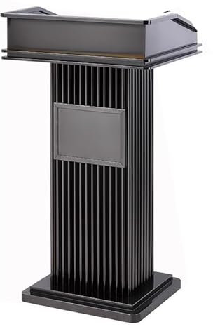 Yajuer Edelstahl-Podium, Präsentationsständer, Metall-Rednerpult mit Ablage, Professionelles, Modernes Rednerpult für Konferenzen(Gray)