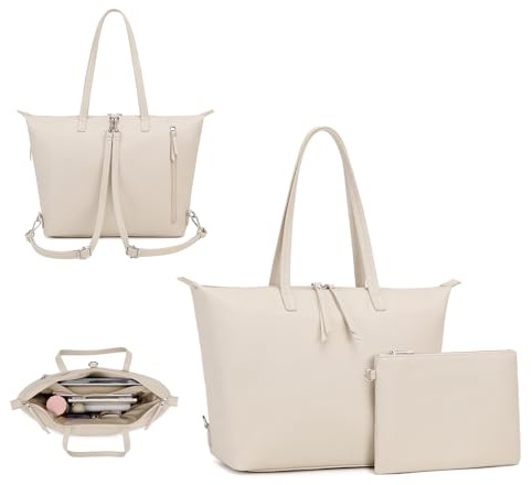 BAGOK Shopper Damen mit Rucksackfunktion – Große Handtasche mit abnehmbaren, verstellbaren Schultergurten, Multifunktionale Tote Bag als Rucksack & Schultertasche für Arbeit, Uni, Alltag