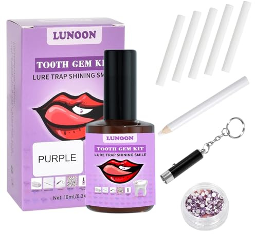 Strass Dentaire Kit avec Colle, Strass Dent Kit Strass Dentaire Bijoux Kit, Strass Dentaire Tooth Gem Kit, Kit Strass Dentaire Professionnel DIY Kit, Ensemble Gemmes Décoration Dentaire (Violet)