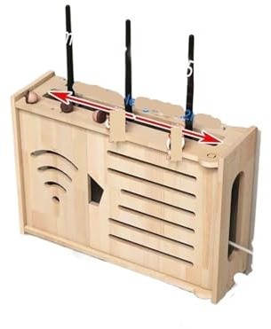 YGLEEULI Wandmontierte Box aus Massivholz, WLAN-Steckdose und Kabelmanagement, Desktop-Aufbewahrung mit Fernbedienungshalter für WiFi-Rack(Single door)
