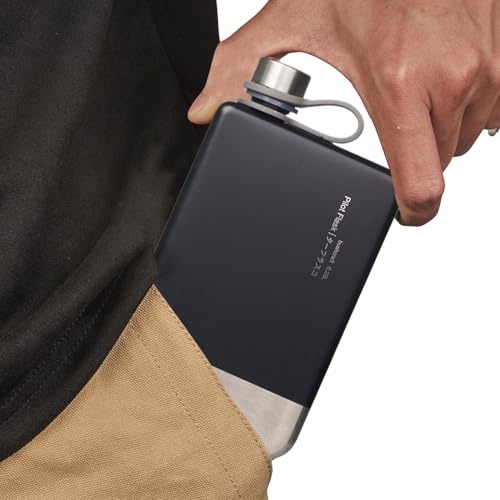 Generisch Flasque pour whisky (230 ml) – Acier inoxydable épais de qualité alimentaire | Flasque à liqueur légère et anti-fuite | Récipient portable pour les voyages, l'extérieur, les fêtes et les