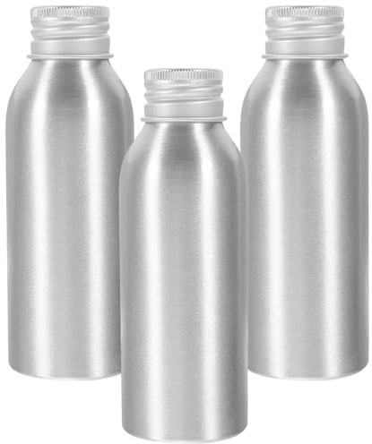 TOYANDONA 3 Pcs Aluminum Bottles, 100ml Empty Refillable Metal Travel Bottles with Screw on Lids Storage Container for for Travel And Storage Cosmetic Shampoo Body Washing Gel Essential Oils