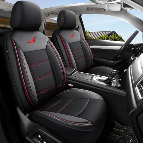 Auto Interieur Meester Autositzbezüge kompatibel mit Renault Kangoo 3 2021 | 2er-Set | AIE Serie | AIE401 | Schwarz mit roten Nähten