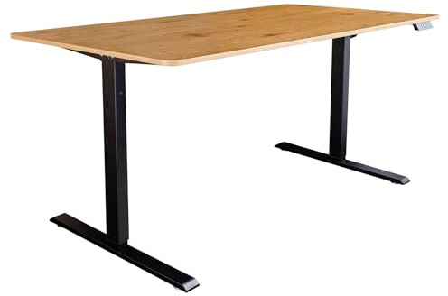 Schreibtisch Oak Desk - 160cm - schwarz Natur - Holzwerkstoff | 100 kg Belastbarkeit, stabiles Gestell, höhenverstellbar, hoher Komfort, modernes Design