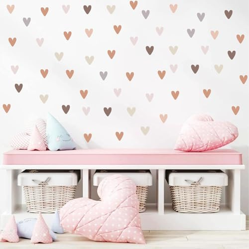 72 Stück Wandsticker Regenbogen Boho Wandtattoo Herzen selbstklebende PVC-Wandtattoo Wandsticker für Wohnzimmer Schlafzimmer Babyzimmer Kinderzimmer Deko