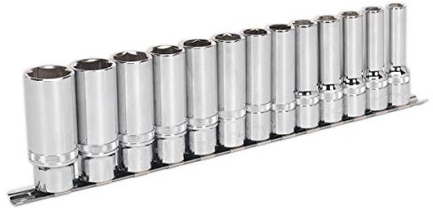 Sealey AK2745 Deep Sockets with Lock-On™ Technology 1/2 Dr 10mm - 24mm on Rail