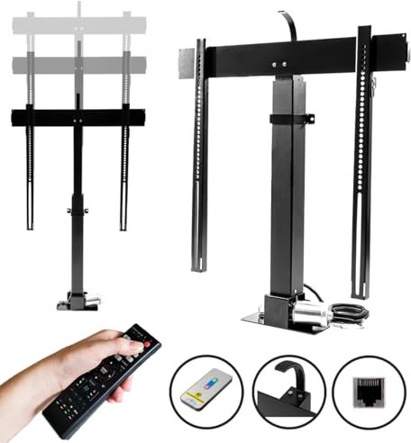 SABAJ Motorisierter TV-Lift Elektrisch bis 60 (1670mm) TV Hebesystem Motorisiert LCD Motorisiert TV Lift Halterung Fehrseher Lift mit Fernbedienung Höhenverstellbare Lift 836mm, max. 50 kg, Schwarz