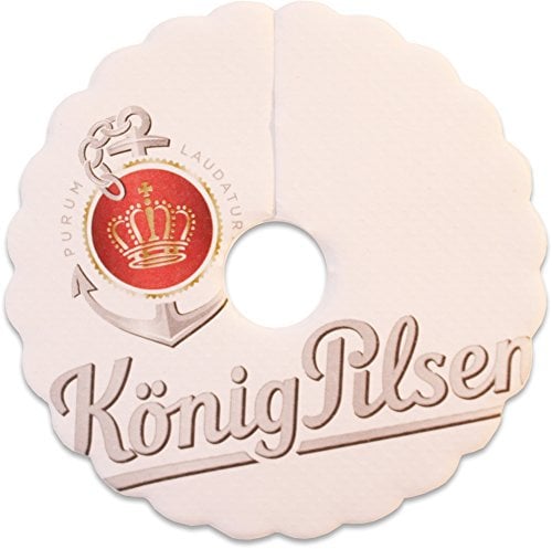 König Pilsener Tropfendeckchen Bier Glas Pilsdeckchen Papierkragen Schaum Fänger Papier Lätzchen Manschette Rosetten Tropfer Tropfdeckchen Kringel Theke Tresen Bar Gläser Party Keller Deko Bierkragen