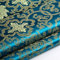 Brokatstoff mit Chinesischer Blumen-Stickerei, Seidiger Satin-Stoff,Verkauft per Meter (Blaugrünes Blau)
