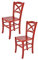 t m c s Tommychairs - 2er Set Stühle Cross für Küche und Esszimmer, robuste Struktur aus lackiertem Buchenholz im Farbton Rot und Sitzfläche aus lackiertem Holz in der Farbe Rot